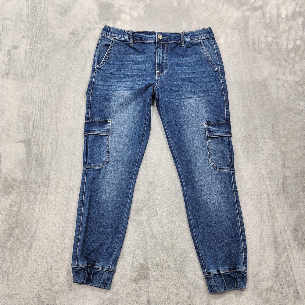 Copperflash Jeans Womens 6 Blue High Rise Cargo Tapered Jogger Stretch Denim